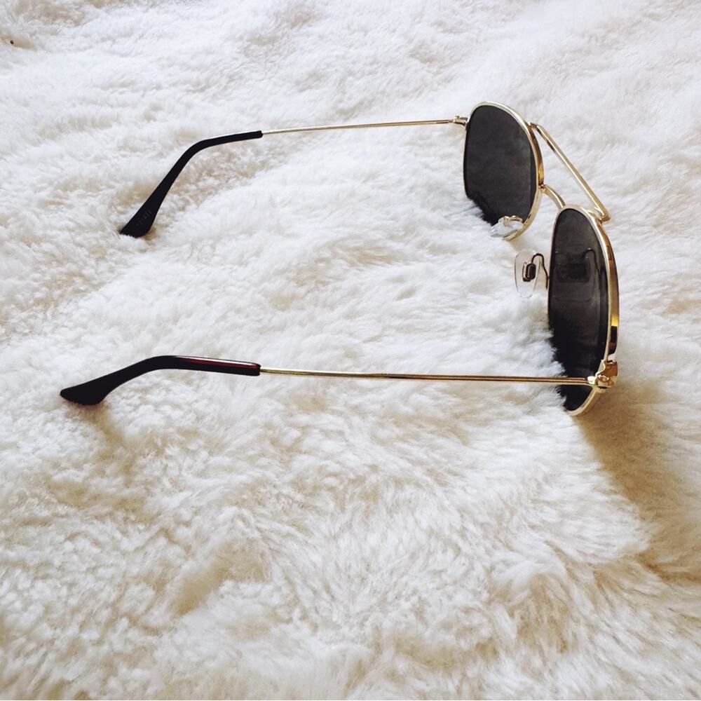 Tiana Gold Minimalist Aviator Sunglasses - Picture 7 of 11